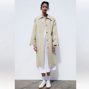 Zara Contrast Beige Trench Coat